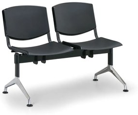 Design műanyag pad, 2 üléses, fekete