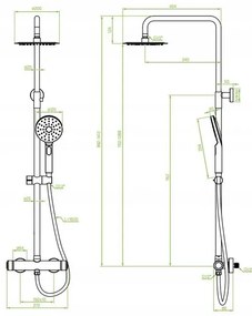 Laveo Volumo, zuhanygarnitúra termosztatikus csapteleppel 150mm, matt fekete, LAV-PLV_70OB