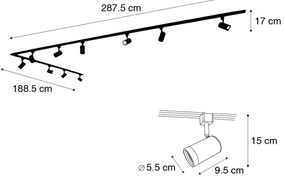 Okos sínrendszer 10 spotlámpával, fehér, 1 fázisú, 10 Wifi GU10 50mm-es izzóval - Iconic Jeana