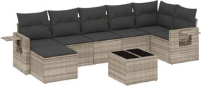vidaXL 8 részes világosszürke polyrattan kerti ülőgarnitúra párnával
