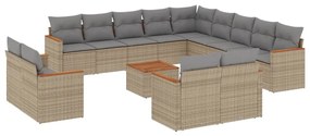 14 részes vegyes bézs polyrattan kerti ülőgarnitúra párnával