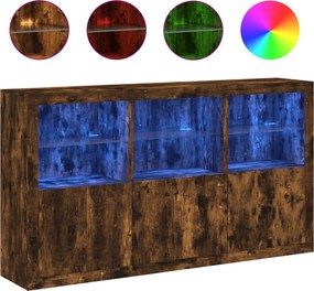 vidaXL füstös tölgy színű tálalószekrény LED-ekkel 181,5 x 37 x 100 cm