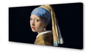 Canvas képek Art Lány gyöngy fülbevalóval 100x50 cm
