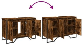 füstös tölgy szerelt fa fürdőszobai mosdószekrény 91x35x60 cm