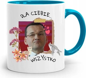 Kék Politikus Bögre Mateusz Morawiecki Miniszterelnök fényképes nyomtatással