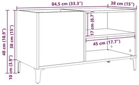 antik fa színű szerelt fa hanglemezszekrény 84,5x38x48 cm