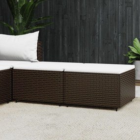 2 db barna polyrattan kerti lábtartó párnával
