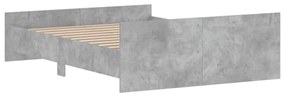 betonszürke ágykeret fej- és lábtámlával 140 x 190 cm