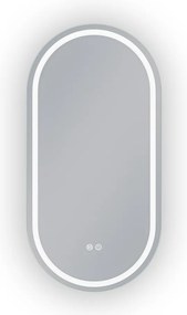 Erga Lyra, ovális LED tükör 50x100cm, 3 fényszín, első és hátsó világítás, páramentes fűtőpárna, ERG-V01-LYRA-5010-CL