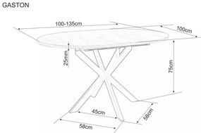 Kinyitható étkezőasztal GASTON 100(135)X100 cm, tölgy artisan dekor