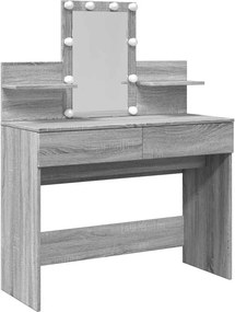 vidaXL szürke sonoma színű fésülködőasztal LED-del 100 x 40 x 130 cm