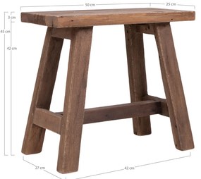 Barcelona sámli, teak fa, nature, 50x25x45 cm