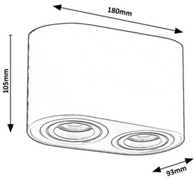 Rabalux 2051 - Spotlámpa KOBALD 2xGU10/42W/230V fekete