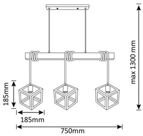Csillár zsinóron SWEDEN 3xE27/20W/230V