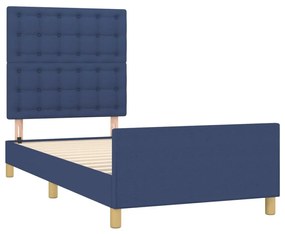 kék szövet ágykeret fejtámlával 80 x 200 cm