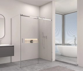 Erga Lynn, tolóajtós zuhanykabin 120 (ajtó) x 120 (fal) x 195 cm, 8mm átlátszó üveg, króm profil, ERG-V02-LYNN-D120G120-CL-CR