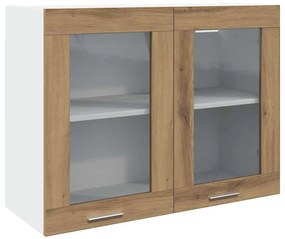“Lyon” kézműves tölgy szerelt fa függő üvegszekrény Oak