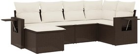 vidaXL 6 részes barna polyrattan kerti ülőgarnitúra párnával