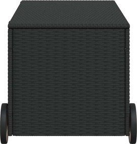 vidaXL fekete polyrattan kerti tárolóláda kerekekkel 190 L