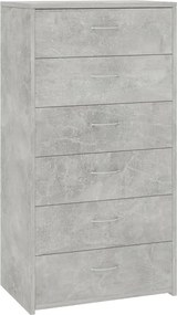 vidaXL 6-fiókos betonszürke szerelt fa tálalószekrény 50 x 34 x 96 cm