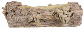 Beton burkolat - virágládika, fa gombákkal, 41 x19 x 13 cm, barna