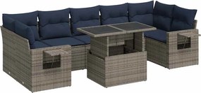 vidaXL 8 részes szürke polyrattan akácfa kerti ülőgarnitúra párnákkal