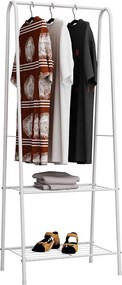 Ruhaállvány polcokkal, fehér, RETOR