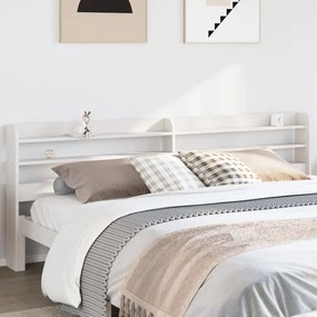 fehér tömör fenyőfa fejtámla polcokkal 200 cm