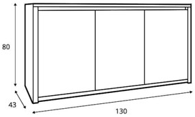 Montana K3D 3 ajtós komód Sötétszürke N