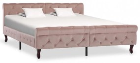 Rózsaszín bársony ágykeret 160 x 200 cm