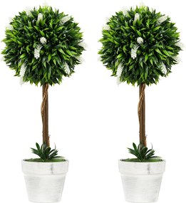 HOMCOM 2 darabos Mesterséges Levendula 60 cm, Mesterséges növények cserépben, művirág, mint az igazi, modern díszítéshez nappaliba, hálószobába, irodá