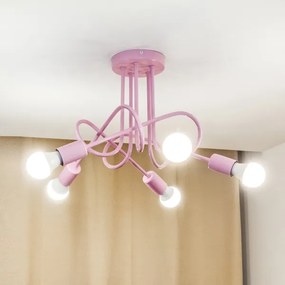 Felületre szerelhető csillár OXFORD 5xE27/15W/230V rózsaszín