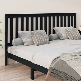 fekete tömör fenyőfa ágyfejtámla 206 x 6 x 101 cm