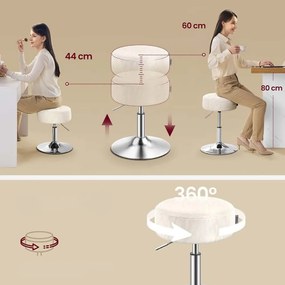 AURA állítható magasságú sminkszék fésülködőasztalhoz, Ø35cm, krémszínű Vasagle