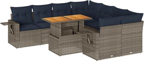 vidaXL 9 részes szürke polyrattan kerti ülőgarnitúra párnákkal