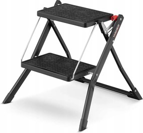 Háztartási acél létra összecsukható lépcső 2 lépcsőfok Higher fekete szín