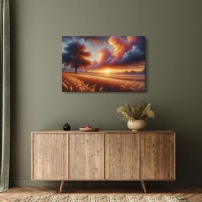 Kép – Naplemente a mezőn (90x60 cm)