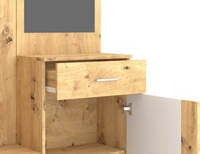 Előszoba bútor szett Artisan tölgy / fehér színkombinációban LED világítással – TRIO