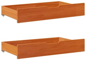 vidaXL viaszbarna tömör fa kanapéágy fiókkal matrac nélkül 90 x 200 cm