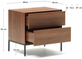 Natúr színű éjjeliszekrény diófa dekorral Vedrana – Kave Home