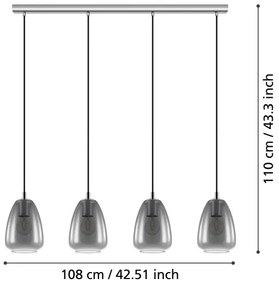 Eglo 98616 - Csillár zsinóron ALOBRASE 4xE27/40W/230V