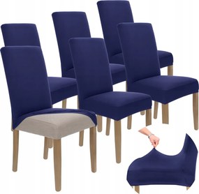 6 db-os Székhuzat Szett Székhuzat Sötétkék Rugalmas