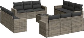 vidaXL 13 részes szürke polyrattan kerti ülőgarnitúra párnákkal