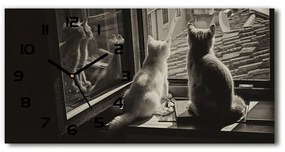 Vízszintes üvegóra Macskák az ablakban pl_zsp_60x30_f_86646592