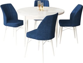 Rox étkezőgarnitúra, fehér-tengerészkék, 90 cm