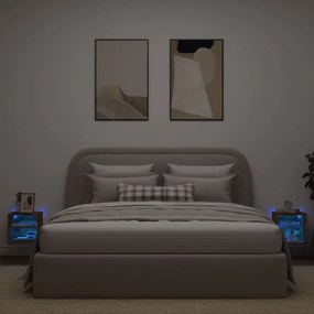 2 db füstös tölgy fali TV-szekrény LED-ekkel 30 x 28,5 x 30 cm