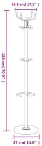 fehér porszórt vas fogas esernyőtartóval 180 cm