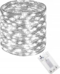 Led Lámpa Világítás Vezetékek Elemes 100 Led 10 M Hideg Fehér