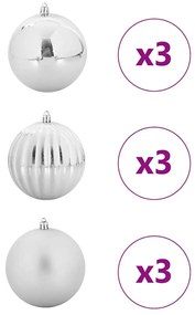 Karácsonyi Díszgömb Készlet 9 pcs Ezüst