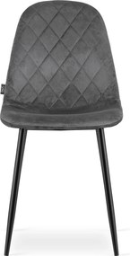 AKCIÓ Sötétszürke bársonyszék ASTI fekete lábakkal II. osztály